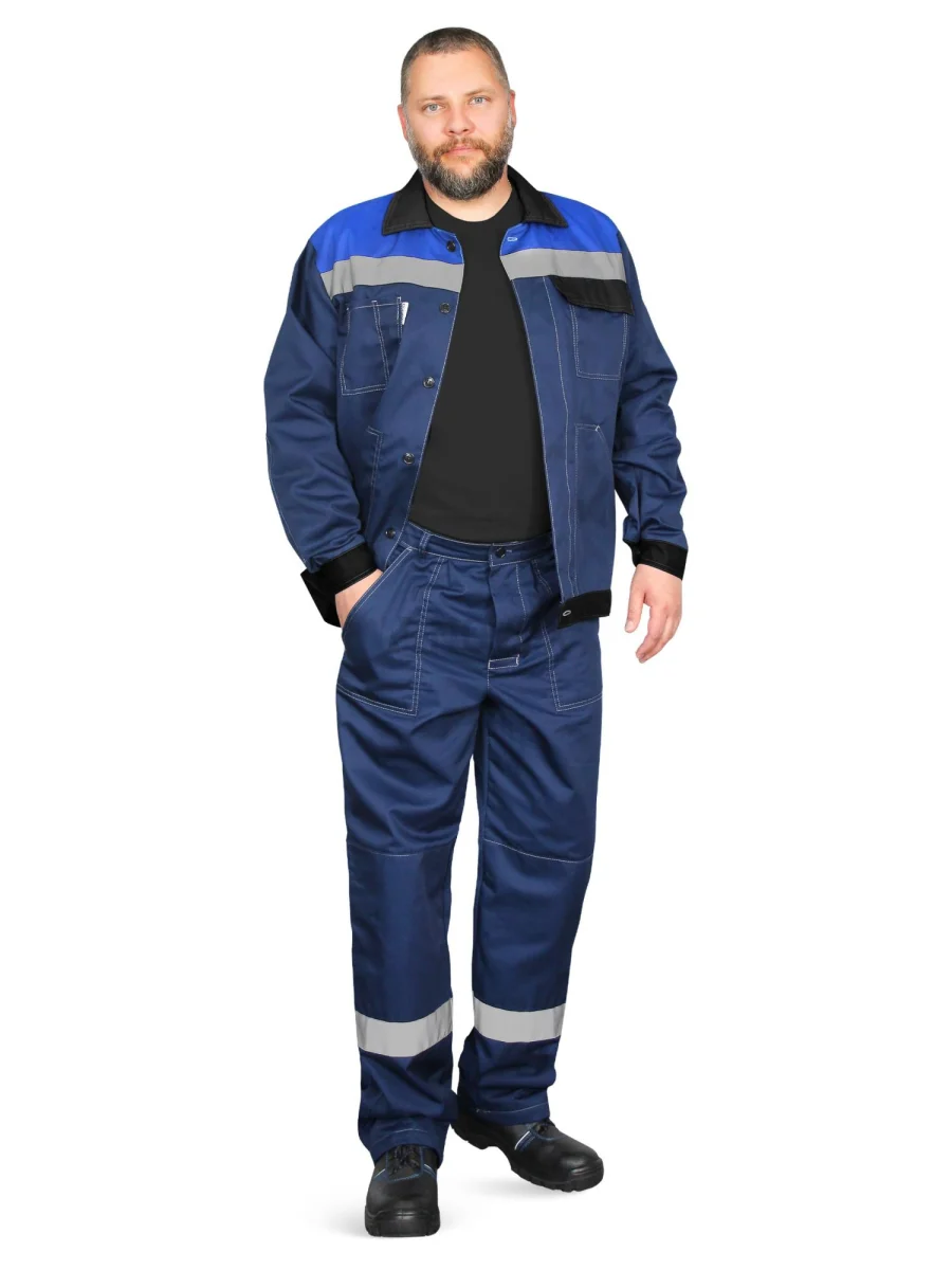 Костюм Корпус (куртка+брюки) тк. смесовая 65/35, пл. 240 г/м2, цв. синий/черный/василек